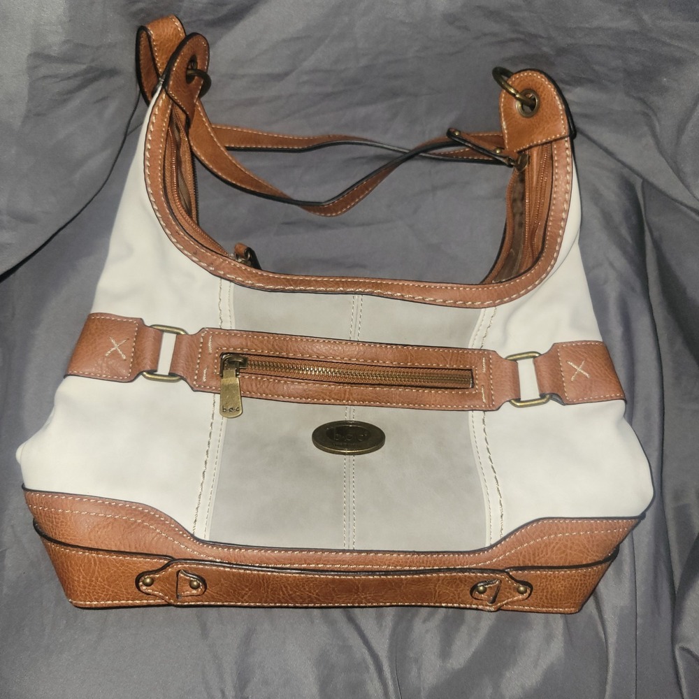 BOC Born Concept Faux Leather Shoulder Bag Brown Beige Purse